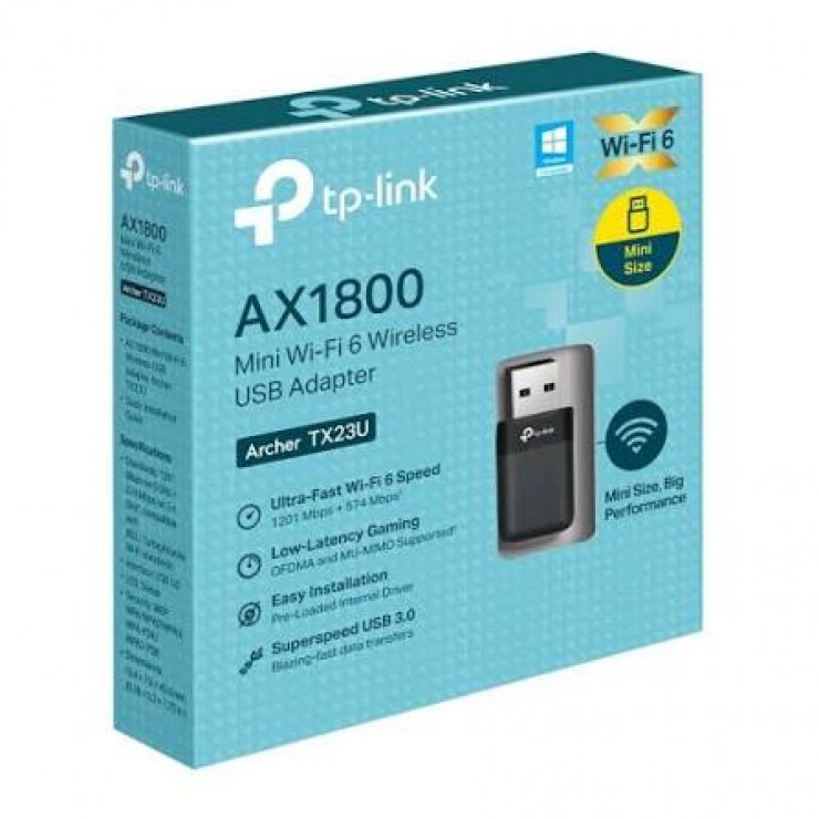 Imagine Adaptor USB wireless AX1800 Mini Wi-Fi6, TP-LINK Archer TX23U